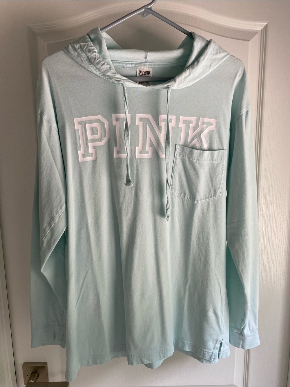 PINK Victoria's Secret Light Mint Green Hoodie long sleeve T-Shirt